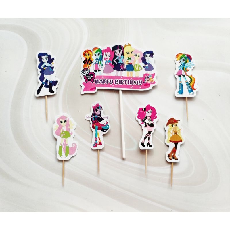 topper toper hiasan tusukan kue cake ulang tahun happy birthday ultah hbd karakter Little Pony Eques