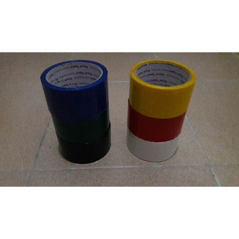 

Isolasi / Plakban / Selotip Warna - Warni 2 Inchi (48 MM) X 50 Yard (45 MTR) X 45 Micron ROYAL TAPES