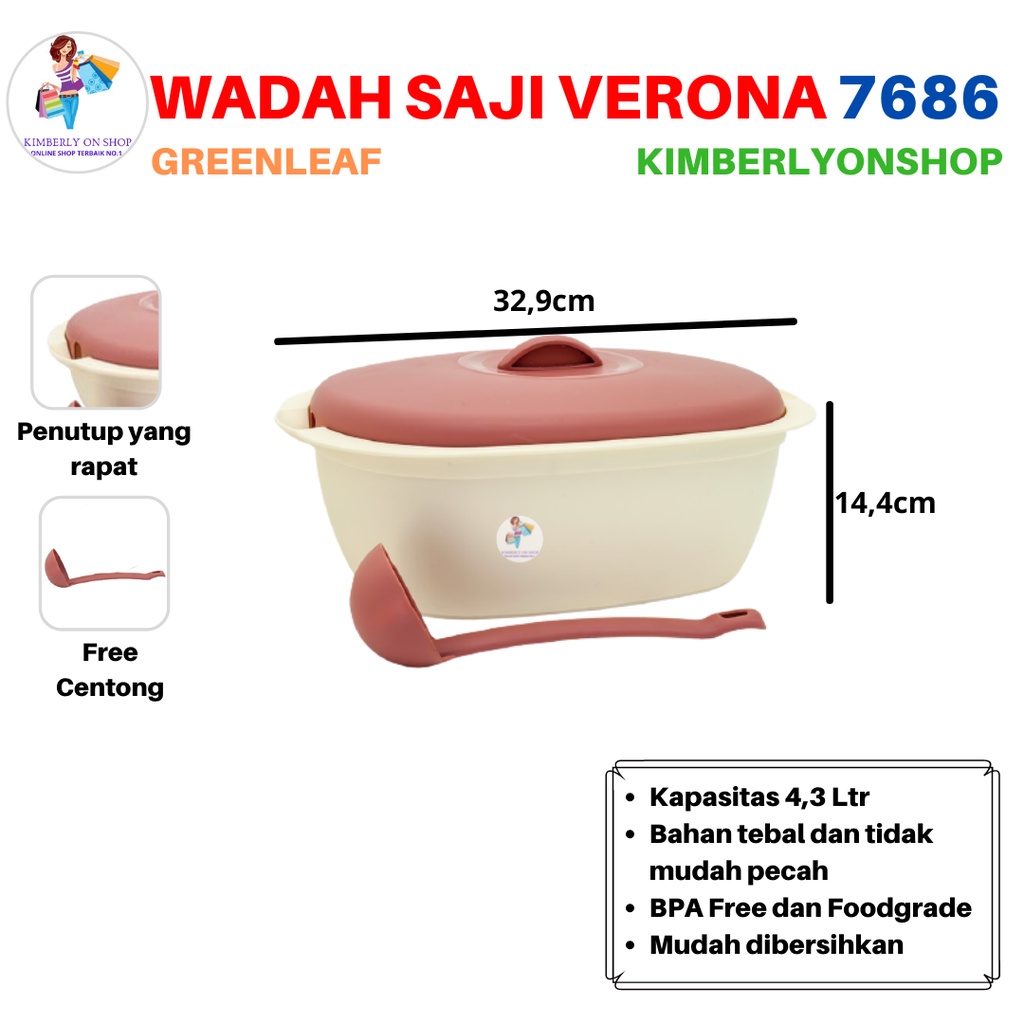 Wadah Saji Food Storage Verona 4,3 Liter 7686 Green Leaf