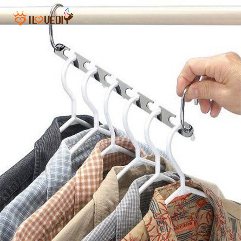 Rak Gantungan Baju Model Lipat Multifungsi Dengan 6 Lubang Bahan Stainless Steel Metal