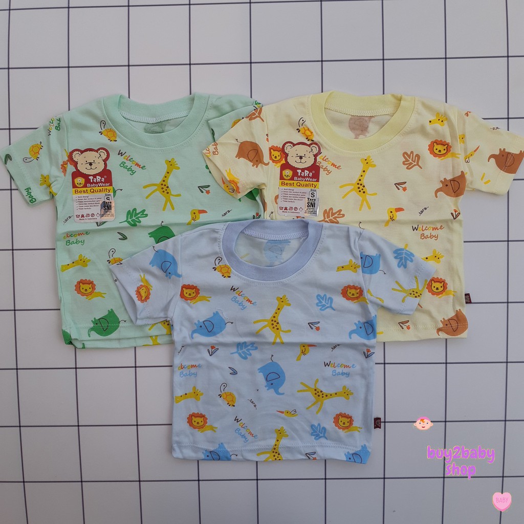 Kaos oblong bayi lengan pendek Tara Baby Size S, M, L Isi 1 PCS