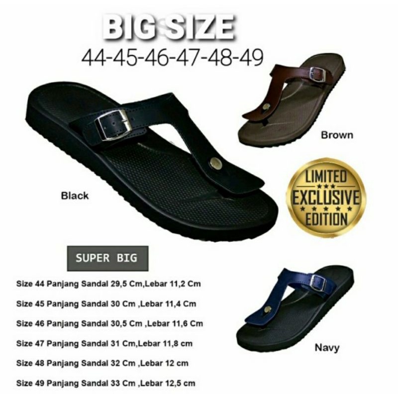 Sandal Jepit JV-13 Ukuran Super JUMBO 44-49 Jepit BULE TURIS KULIT Tebal Kasual empuk , 47