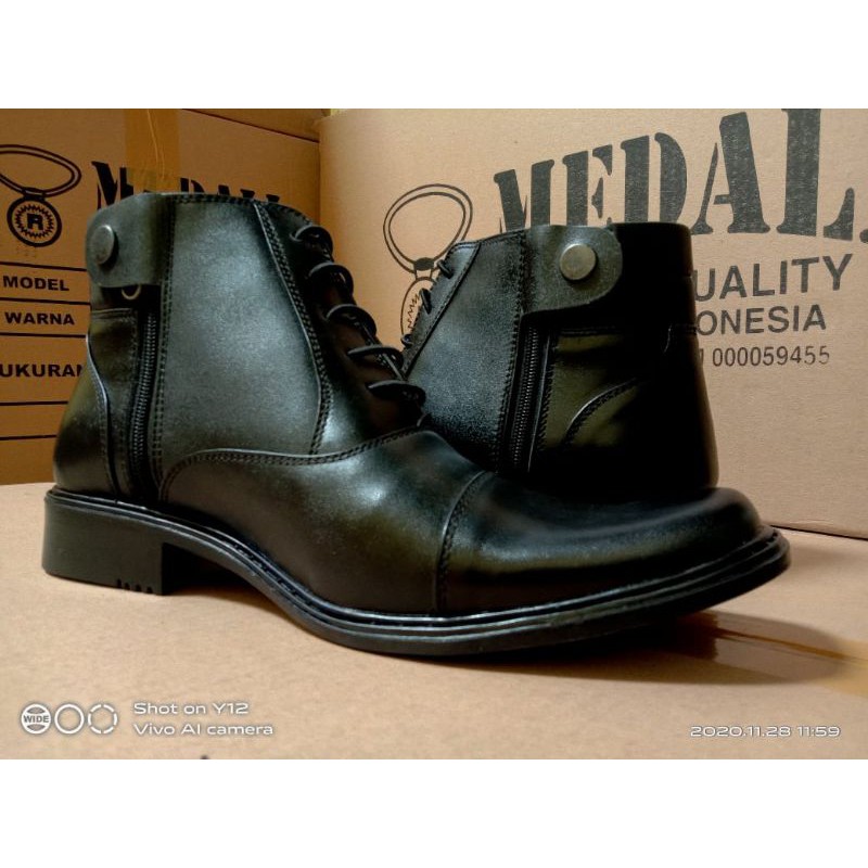 SEPATU KULIT PRIA DEWASA PDH BOOTS POLRI/TNI/SECURITY/DINAS/KERJA/KANTOR/PNS/ASN