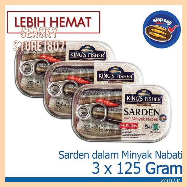 [ PAKET 3 PCS KING'S FISHER SARDEN MINI MINYAK NABATI RASA PEDAS MAKANAN]