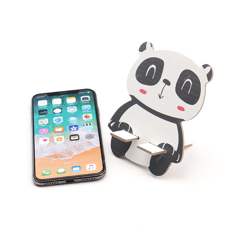 Dudukan Handphone Universal Stand Phone Holder Bahan Kayu Karakter Kartun Lucu Isi 3Pcs