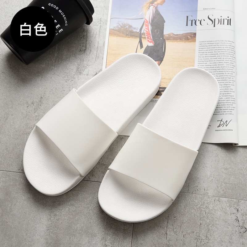 Sendal Selop Distro Pria Wanita Putih Polos / Sendal Slide Polosan / Sendal Slip On / Sendal Slop Full White