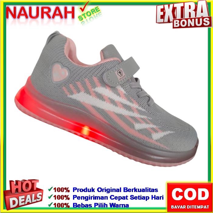 SEPATU ANAK SPICER  LAMPU LED SNEAKERS ANAK PEREMPUAN SKEEPER PINK ORIGINAL NYAMAN RINGAN ANTI SLIP