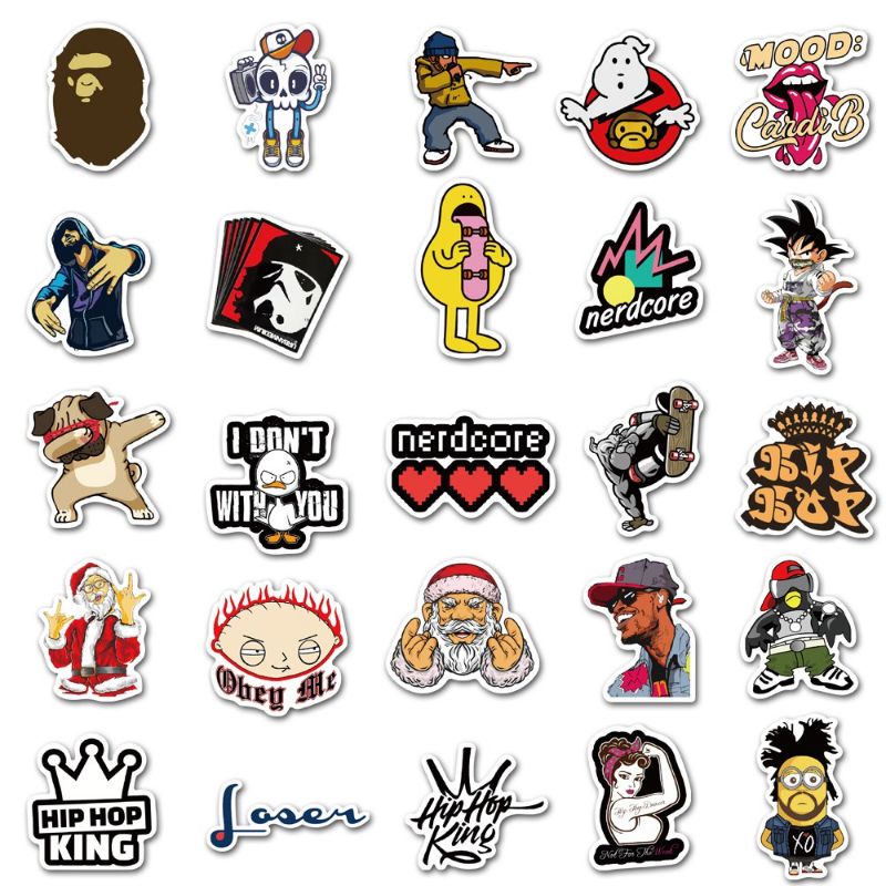 (5 Pcs) Stiker Hip Hop / Stiker Aesthetic Hip Hop / Stiker Estetik / Stiker Tempel