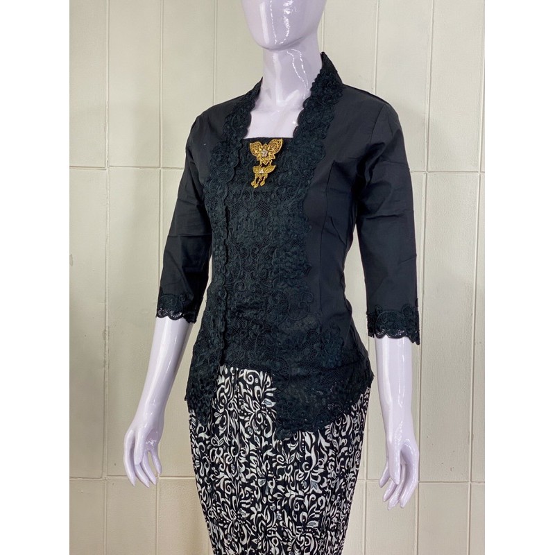 KSS02 - Daliyu KEBAYA KUTUBARU LENGAN 7/8 BORDIR SENADA Katun Stretch / Kebaya Wisuda / S M L XL-Hitam