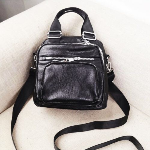 GI 3087 RISCE TAS SELEMPANG BLACK KULIT IMPORT WANITA CEWEK PEREMPUAN JAKARTA JT