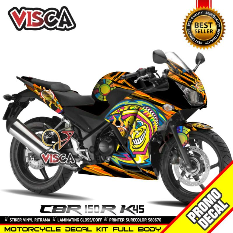 decal STICKER FULL BODY HONDA CBR 150R K45 stiker cbr 150r k45 ORANGE ANIME