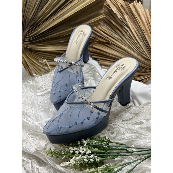 sepatu pesta wanita azwa iceblue 10cm