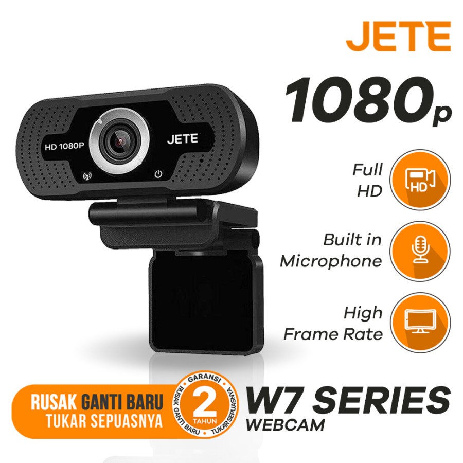 Webcam Full HD | Camera PC | Kamera PC 1080p Full HD JETE W7 with Build In Mic - Garansi 2 Tahun