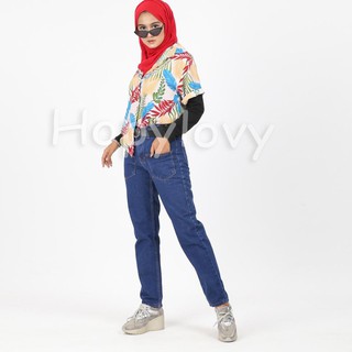 HOT HOPYLOVY Celana  Boyfriend  Wanita Bahan Jeans 