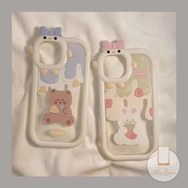 Soft Case TPU Desain Kelinci Beruang 3D Untuk IPhone 6 6S 7 8 Plus 11 13 12 Pro MAX XR 14 Plus Pro MAX X XS MAX SE