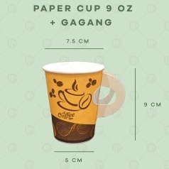 Paper Cup Gelas Kertas Kopi Handle / Gagang 9oz