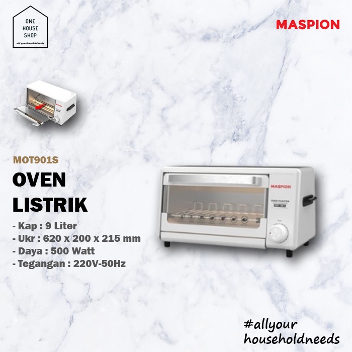 Electric Oven Toaster Listrik 9 Liter Low 500 Watt Maspion MOT 901S