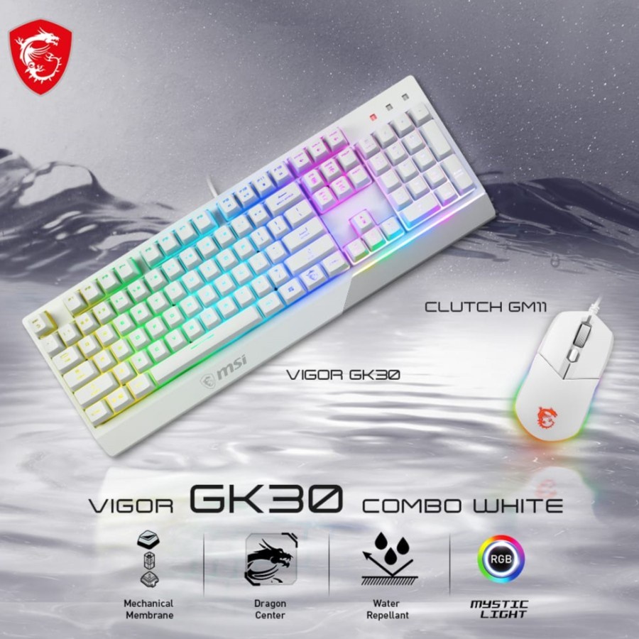 KEYBOARD &amp; MOUSE MSI VIGOR GK30 COMBO WHITE US