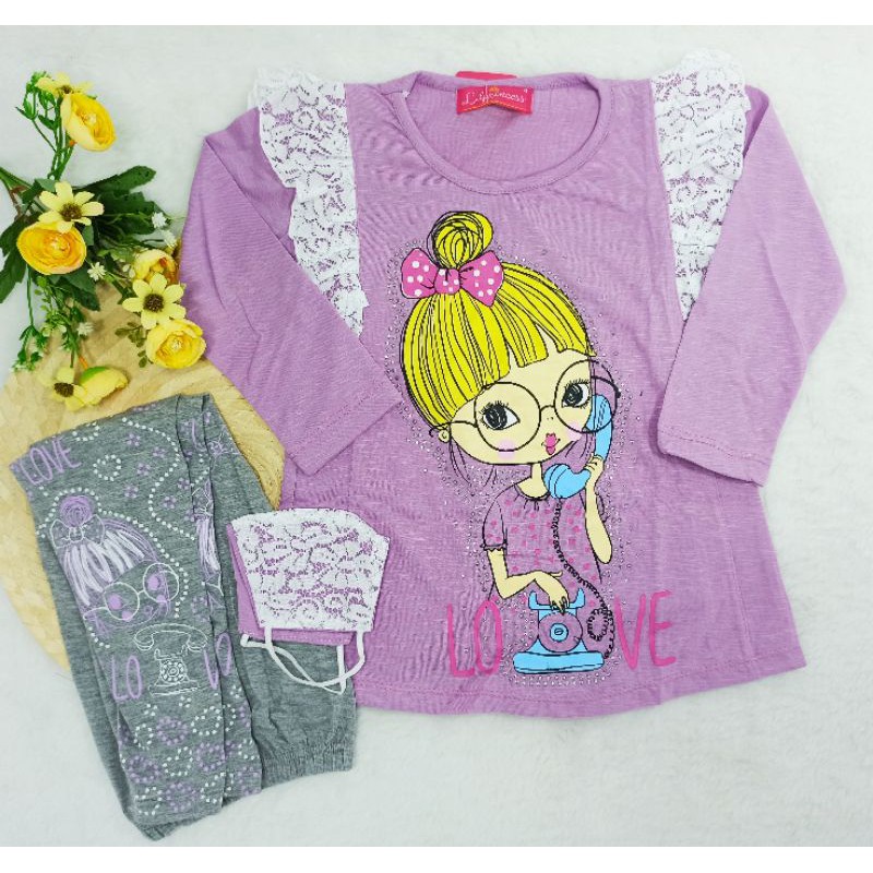 [Ss-1046] Setelan Anak Perempuan Size 4-6tahun, Tunik Anak, Pakaian Anak Keren Cantik