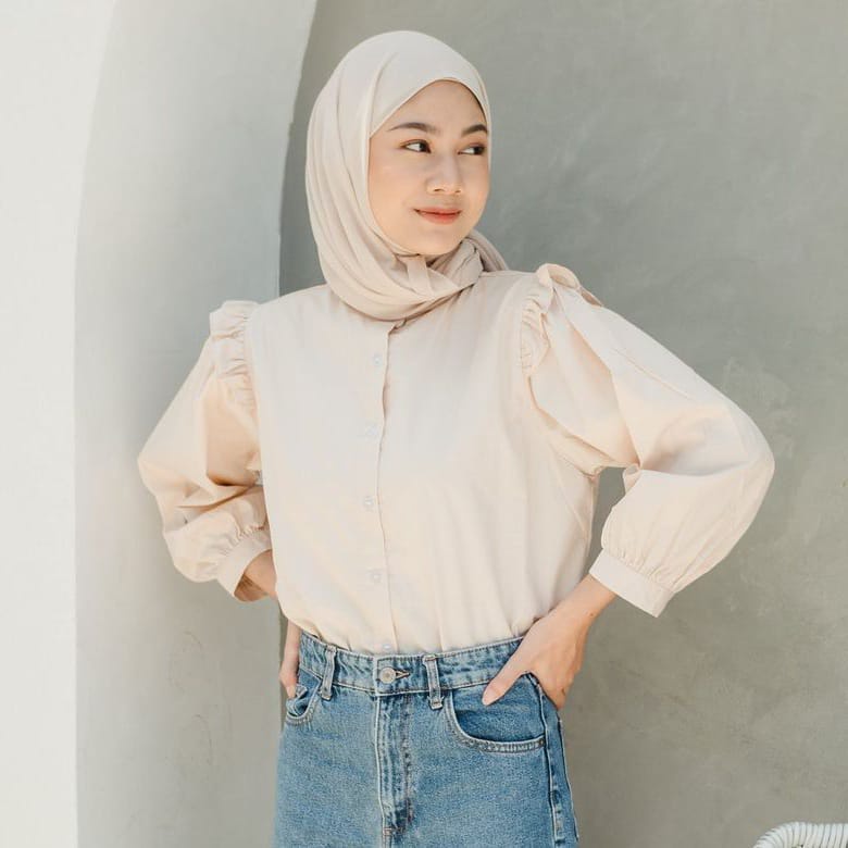 BEFAST - ZEC OOTD Blouse SIFYA / Hara Ruffle Blouse / Blouse Crincle Terbaru / Pakaian Wanita Casual / Atasan Lengan Panjang / Blouse Kekinian Remaja Wanita 2022 / Blouse Polos Formal / OOTD Selebgram