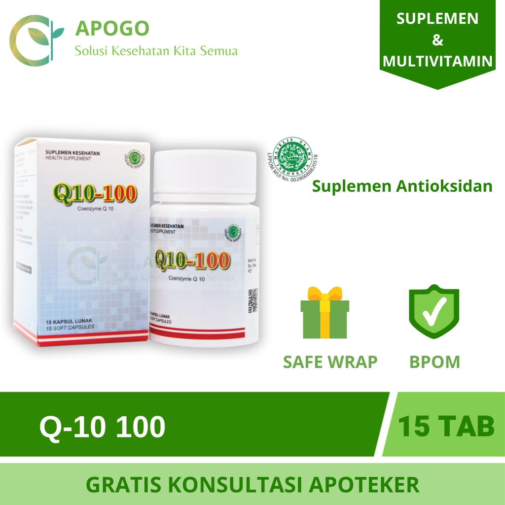 Q 10 100 SUPLEMEN ANTIOKSIDAN 1 TUBE ISI 15 TABLET