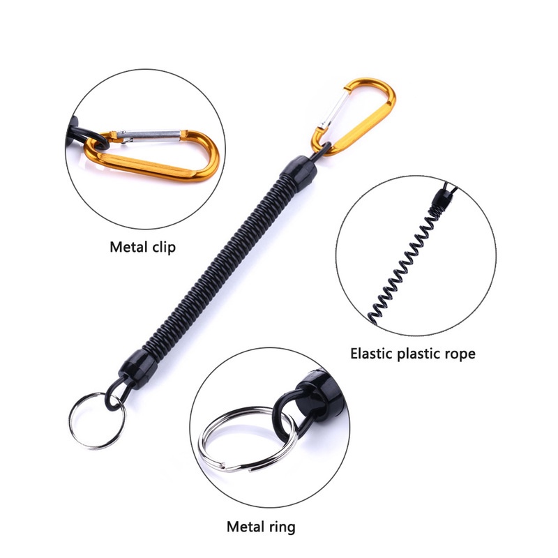 Penjualan Panas/Paduan Aluminium Tali Musim Semi Kabel Anti Hilang/Carabiner Multi-Fungsional/Tali Perlindungan Batang Alat Pancing/Perlengkapan Memancing Luar Ruangan