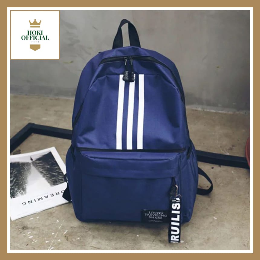 [COD] Ransel Pria Wanita Tas Sekolah Kapasitas Besar Backpack High Quality Murah Bahan Nilon Tas Unisex Warna Solid HokiOfficial