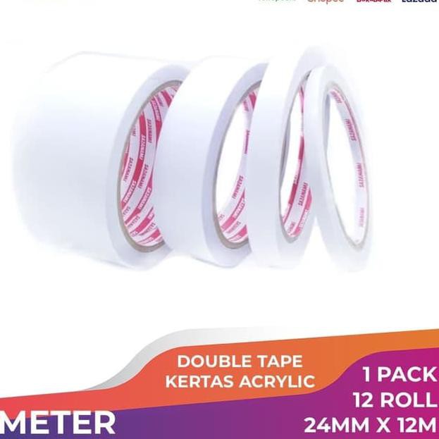 

DOUBLE TAPE 1" 24MM x 12 M DOUBLETAPE KERTAS PUTIH SAZANAMI ISI 12ROL