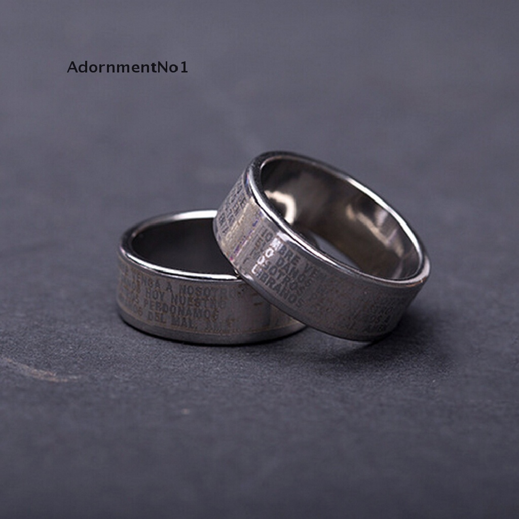 (AdornmentNo1) 1pc Cincin Titanium steel Motif Tulisan Alkitab Untuk Pria / Wanita