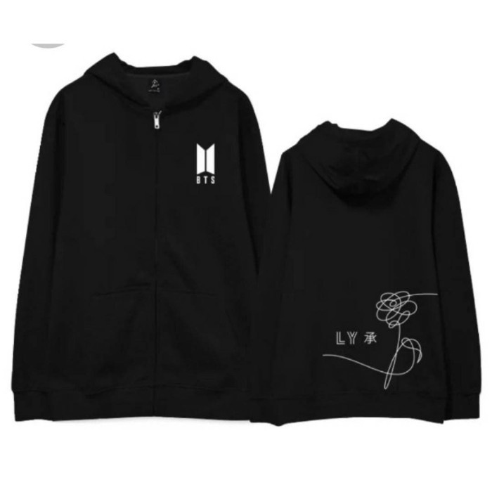 jaket wanita JAKET ZIPPER BTS BT21 LY LOVE YOURSELF LOGO KECIL - Hijau, M bestseller crop import Jak