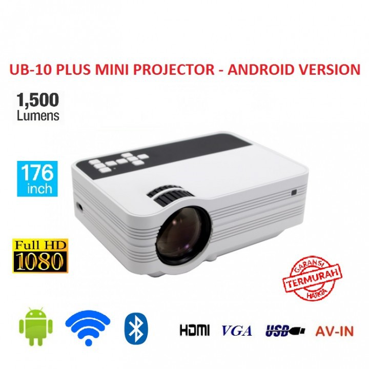 UB-10 PLUS - Mini LCD Projector 1500 Lumens - Android 6.0 with WiFi and Bluetooth