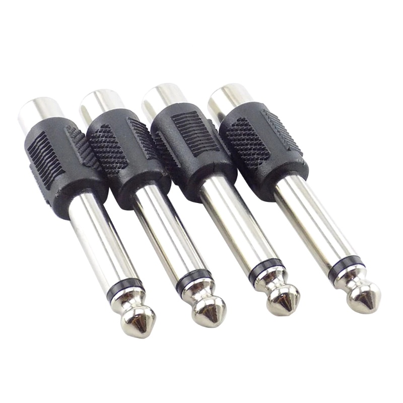 Adaptor Colokan btsg 6.35mm 1per4inch Stereo Jack Male to RCA Female Hitam