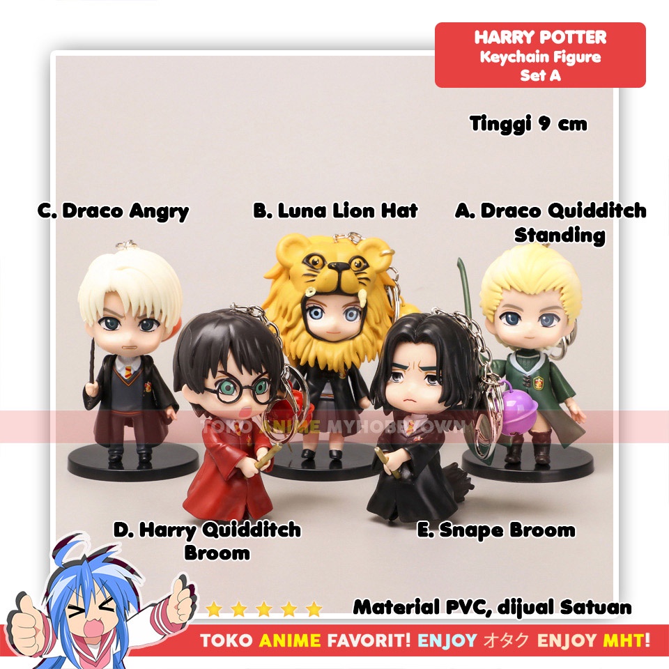 Gantungan Kunci Figure Anime Chibi Harry Potter Draco Malfoy Luna Lovegood Snape Hogwarts