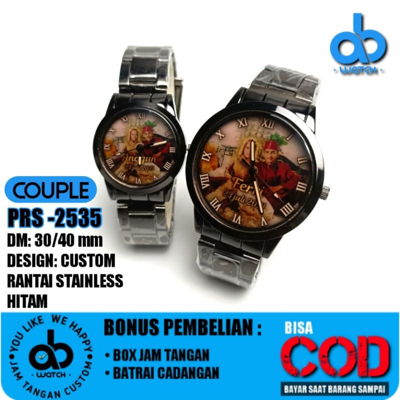 Jam Tangan Couple Custom Desain Foto Pasangan | Bisa Request Desain Bonus BOX dan BATRAI CADANGAN