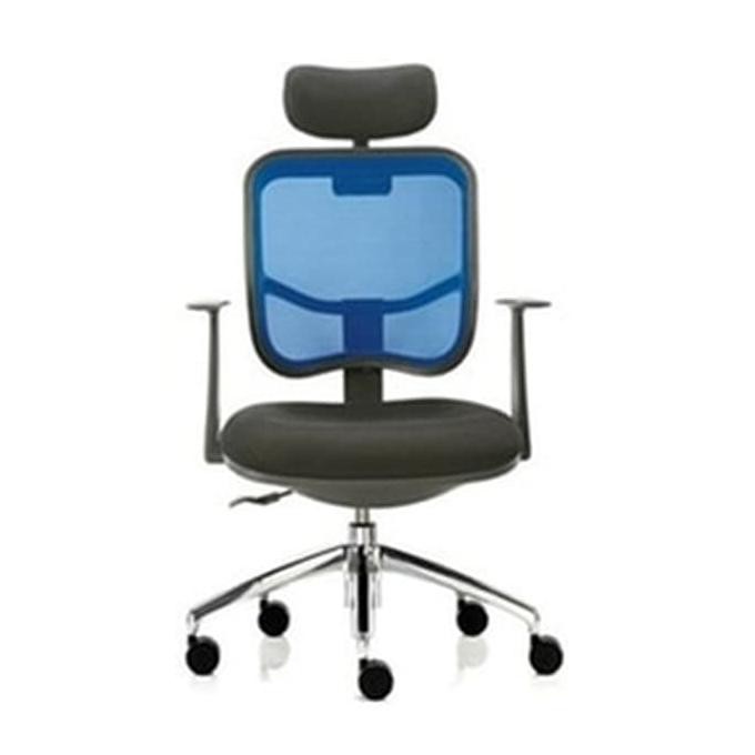 Kursi Kantor Indachi Model Jaring Modern Stylish Kaki Chrome& Headrest