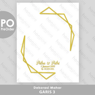 PO Reguler Garis Hexagon Dekorasi Mahar Akrilik Cermin ...