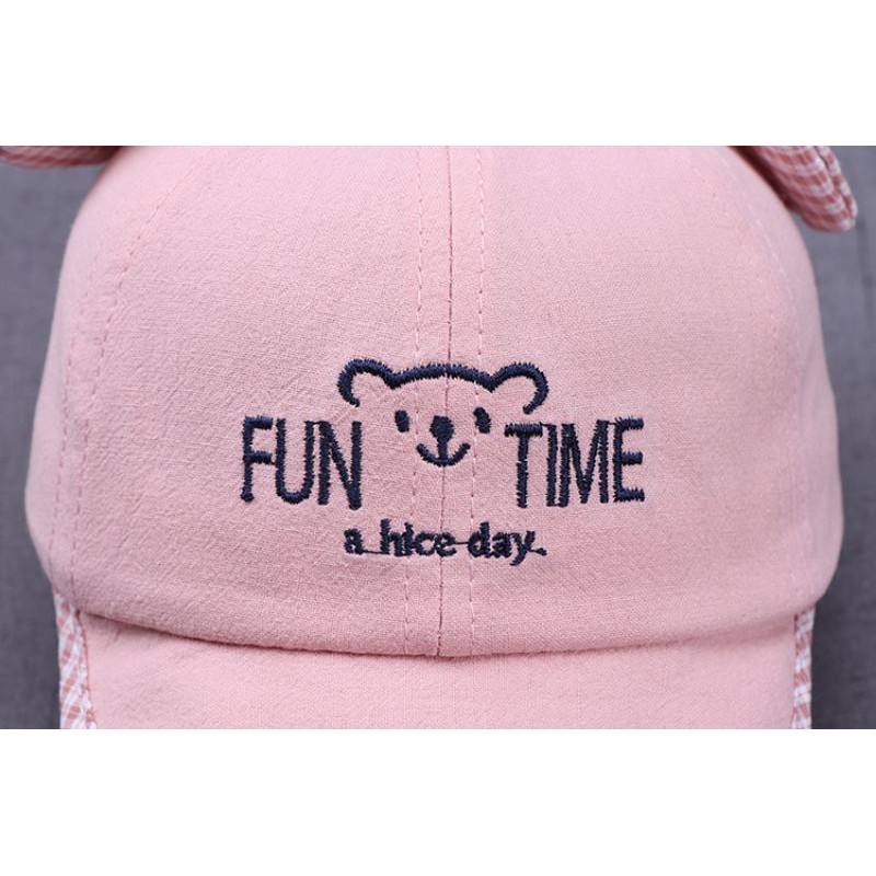 Topi Baseball bayi Fun Time bear motif lucu bordir baby cap import