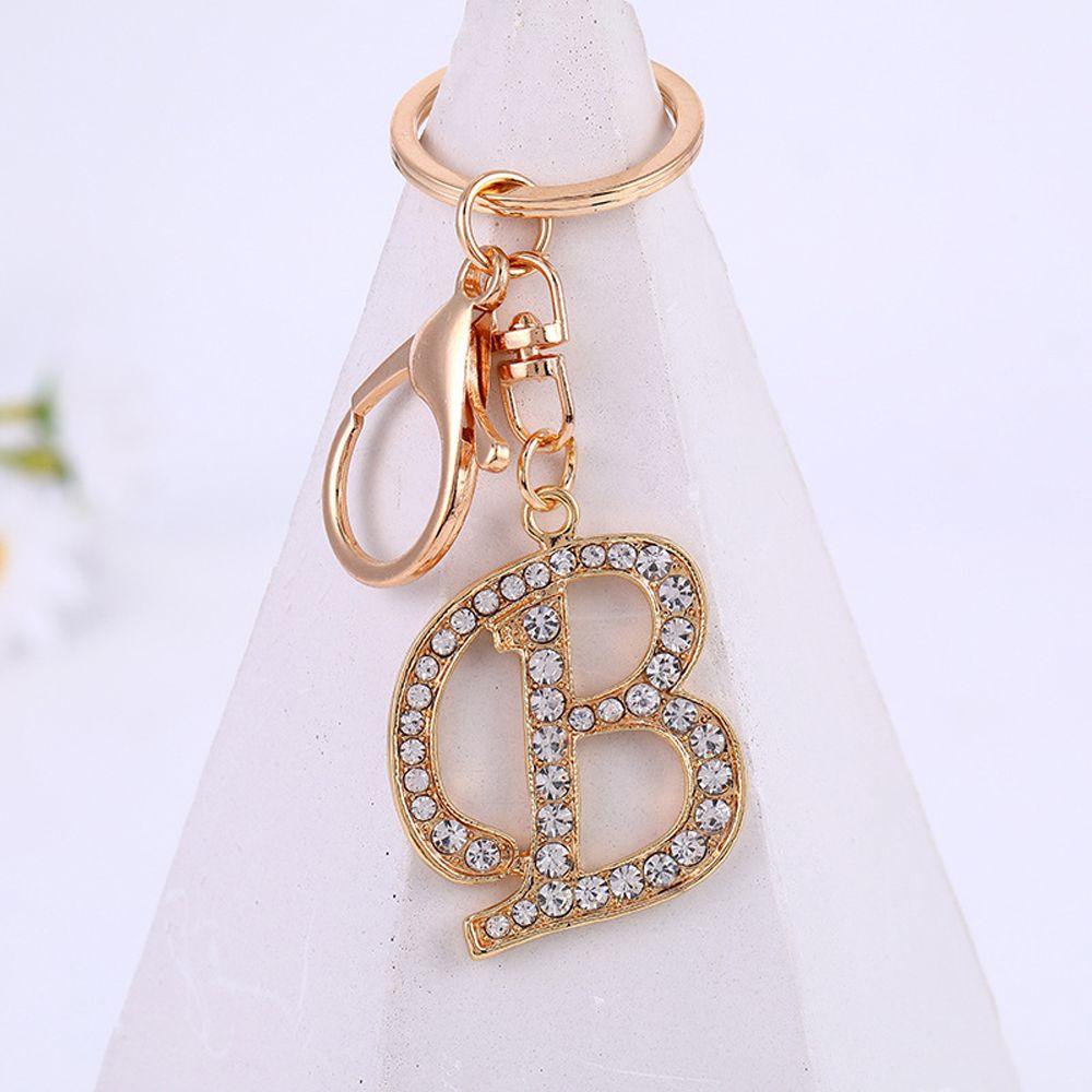 Mxbeauty Huruf Liontin Hadiah Natal 1 Pc Kristal Berlian Imitasi Perhiasan Hadiah Gantungan Kunci Handbag Charms Rhinestone Letter Key Chain