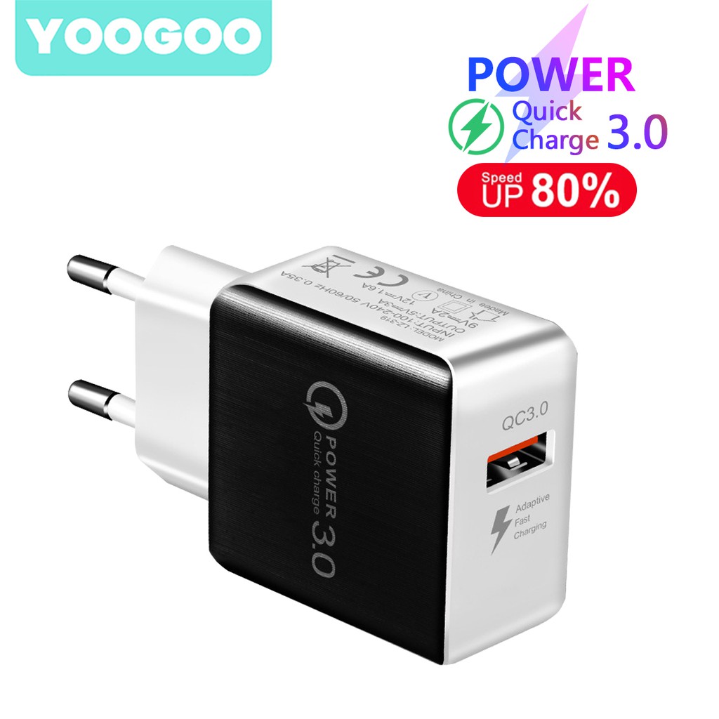 QC 3.0 Fast Adapter Kepala Charger Dinding USB 3.0 untuk Travel 18W YOOGOO