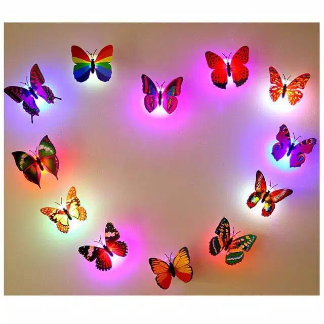 Kupu kupu LED bercahaya / kupu kupu dekorasi / butterfly LED