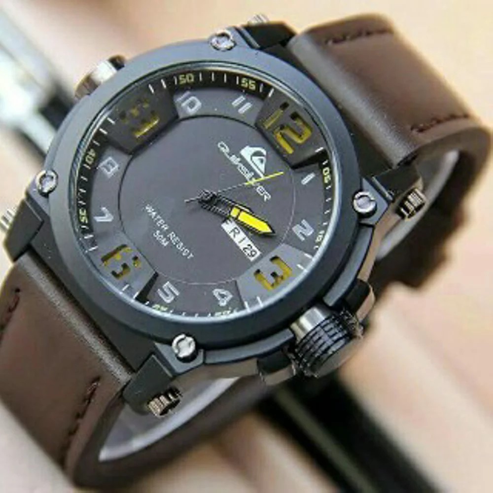 *Original Produk* Jam Tangan Pria Quicksilver Kulit Mewah Elegan BK