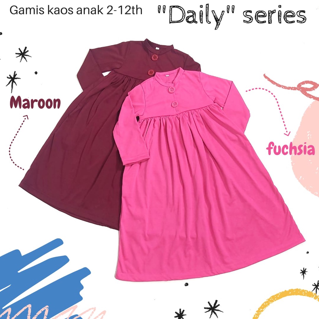 GAMIS KAOS HARIAN POLOS ANAK 1-5TH (DAILY SERIES)