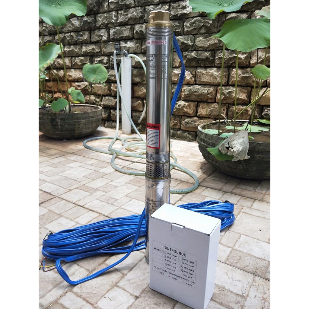 MAXPUMP 3SDM3/21+kabel 55m Pompa Satelit Sumur Dalam 3Inc 1Hp dg kabel biru 55m Pompa Submersible water pump