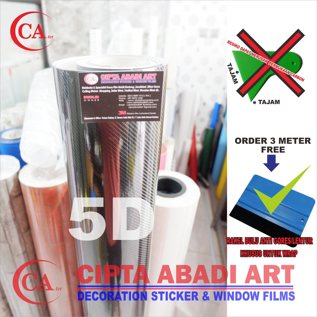 Stiker Sticker Carbon 5d Fiber L 150 Cm High Quality Untuk