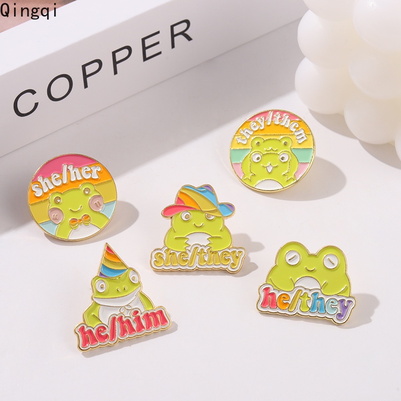 Bros Pin Enamel Desain Kartun Hewan Katak Untuk Anak