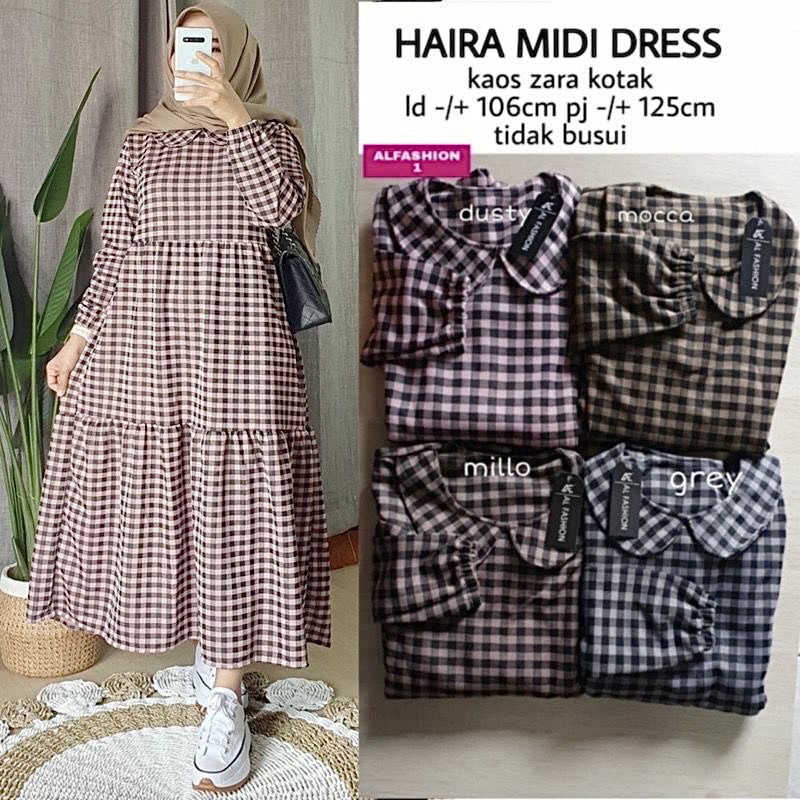 Haira Midi Dress - Kaos Kotak Zara LD110 / R.11 - 332-6622