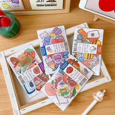 

20 pcs Sticker Pack Cartoon Cute Price Bucket Cashier Supermarket Groceries DIY STIKER - sp129