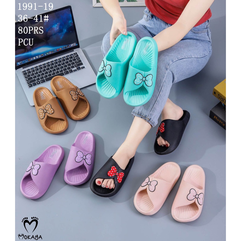 Sandal Slop PCU Jelly Wanita Motif Pita Lucu Trendy Import mky 1991-19  36-41