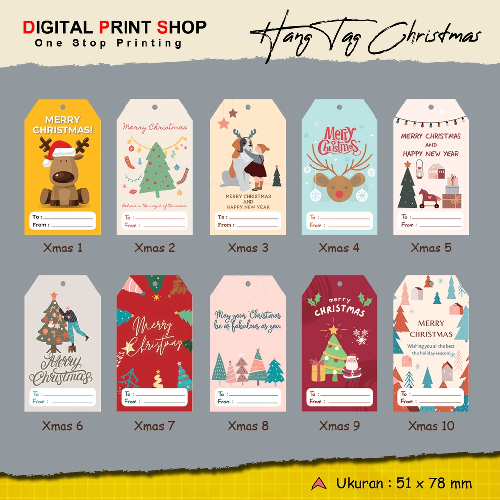 

Hang Tag Natal Christmas To From New Design ukuran 51x78mm