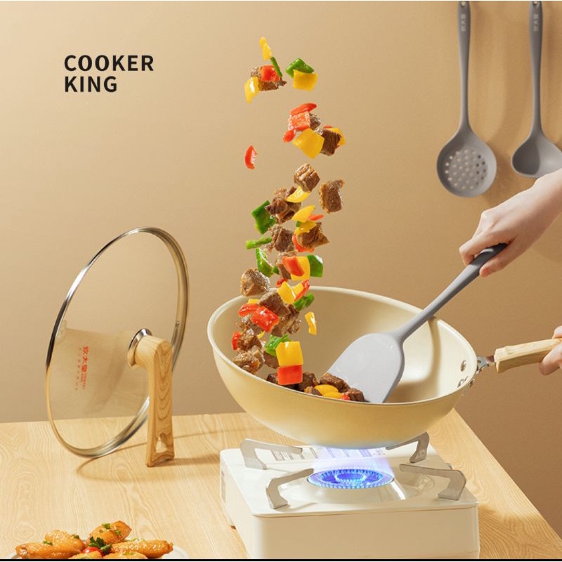 Cooker King Set Panci Granite Coating Anti Lengket Creme Series (isi 3 pcs Panci + Steamer)